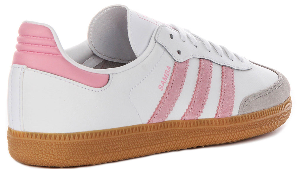 Adidas Samba OG J In White Pink For Youth